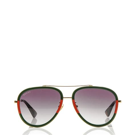 gucci sunglasses green and red stripe|gucci aviator sunglasses on sale.